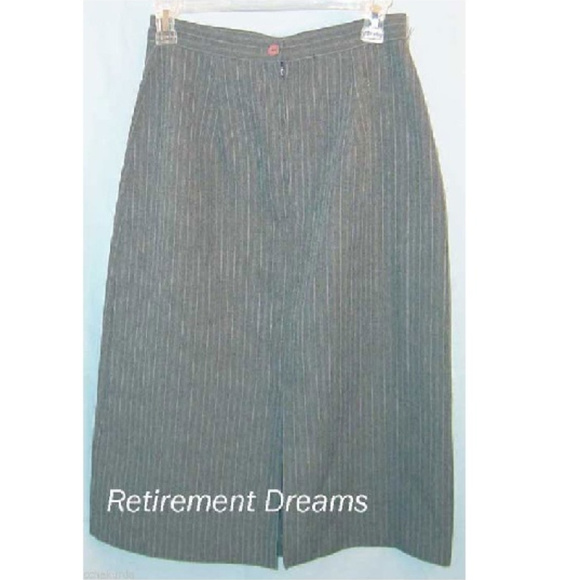 B CASUAL 11 Juniors SKIRT Gray Pinstripe Career Vintage 80's Zipper - Picture 2 of 2
